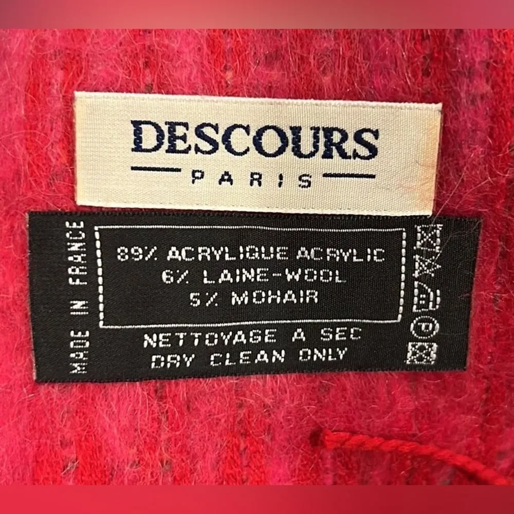 Descours Paris multi color wool/ mohair blend fringe scarf